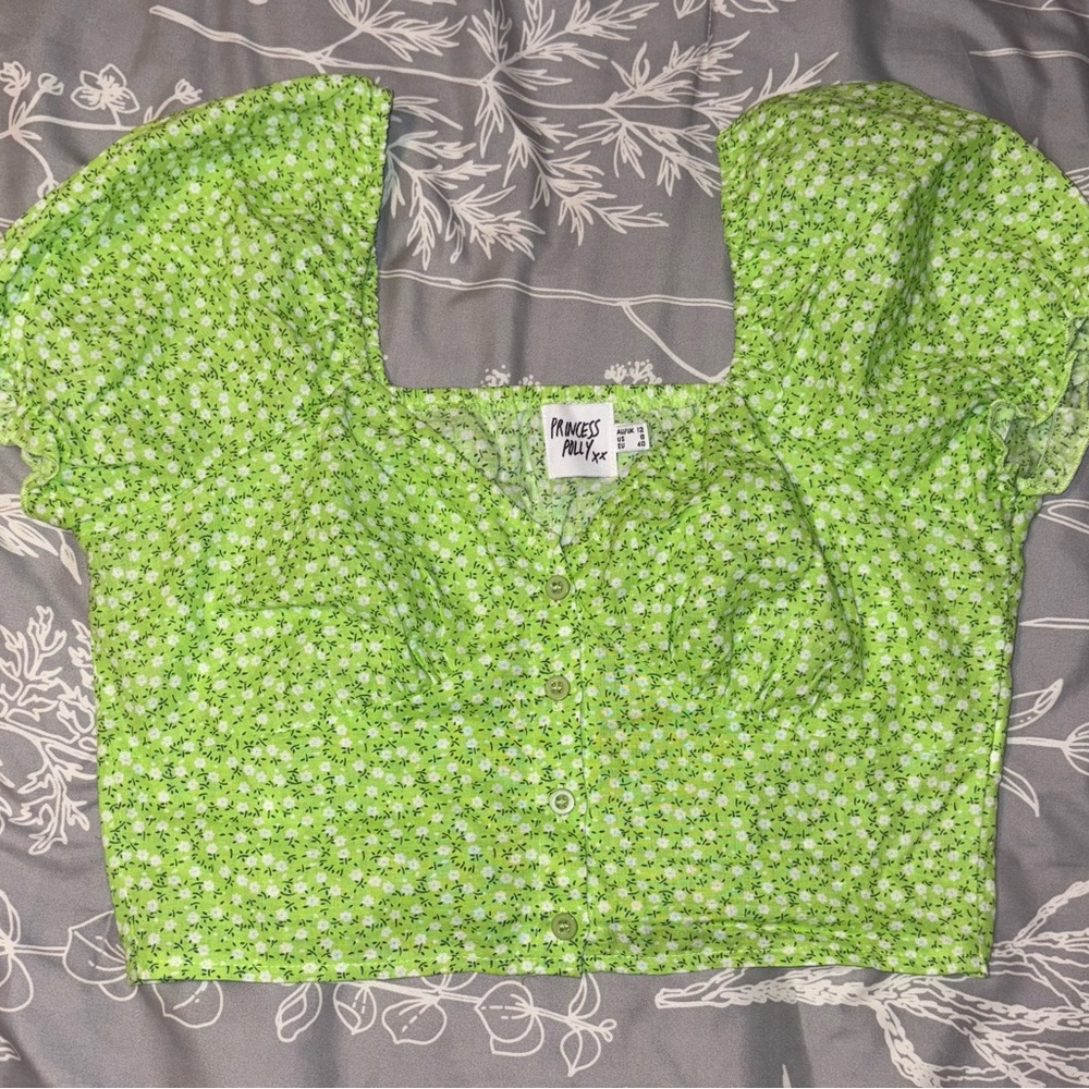 Princess Polly Yellow and Black Crop Blouse